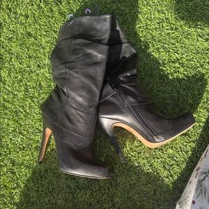 Slouch Leather High Heel Boots